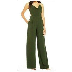 Black GB Gianni Bini Jumpsuit Womens Wide Leg Cutout V-Neck Sleeveless XS